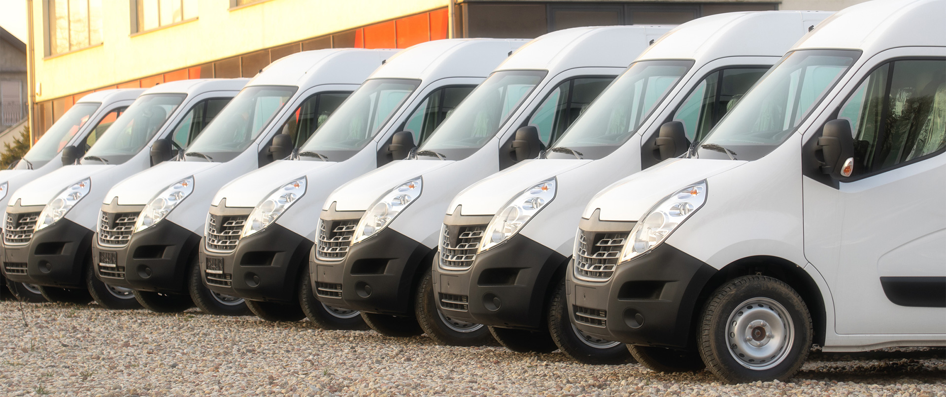 White Fleet of Vans in parking lot